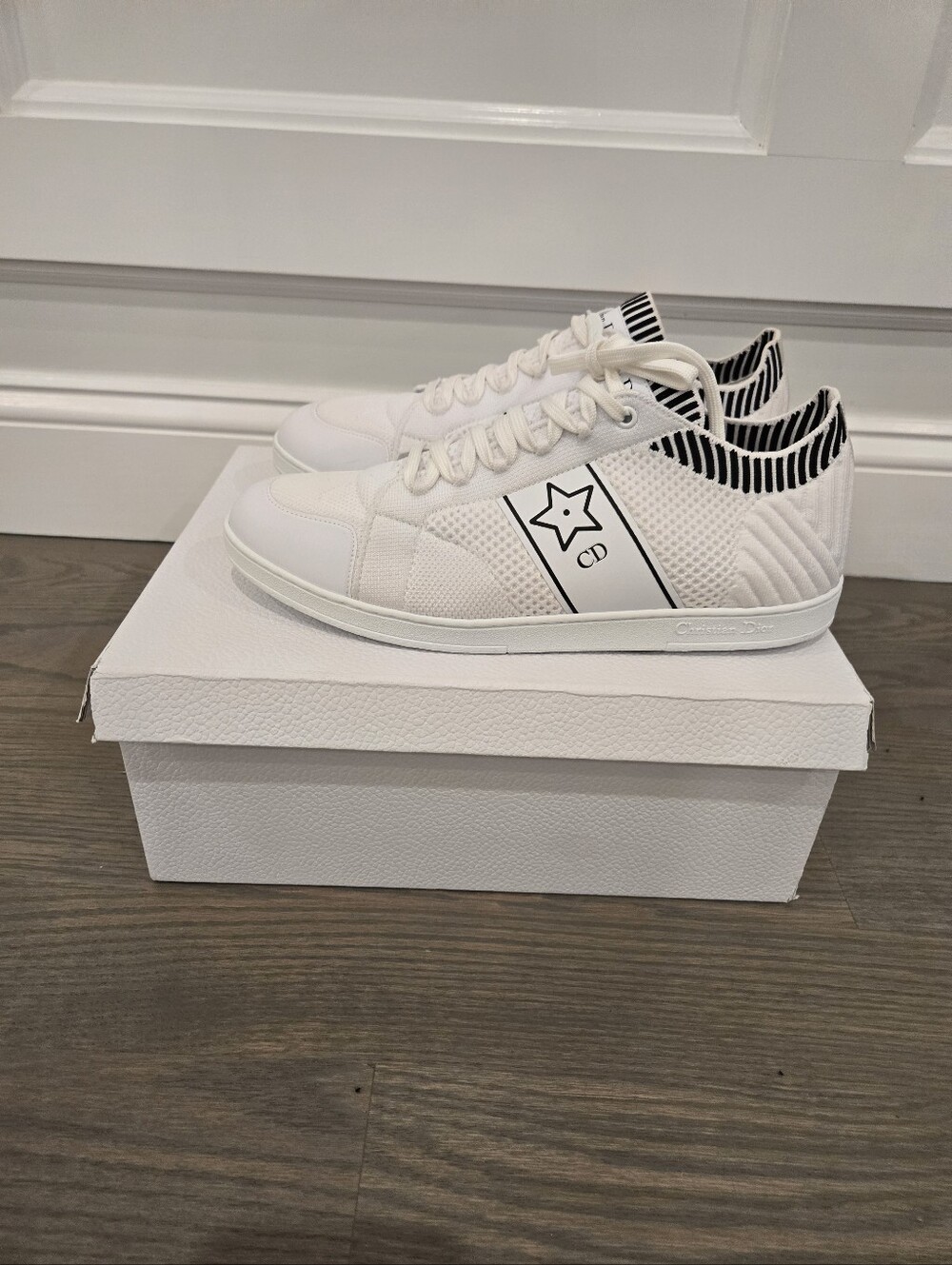 $990 Dior Star Low Top Knit Sneakers EU 41 US 11 White AUTHENTIC NIB - Picture 5 of 13